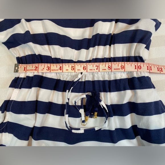 Tommy Bahama Side Slit Striped Floral Tassel Maxi Sleeveless Dress Sz M - Picture 6 of 14